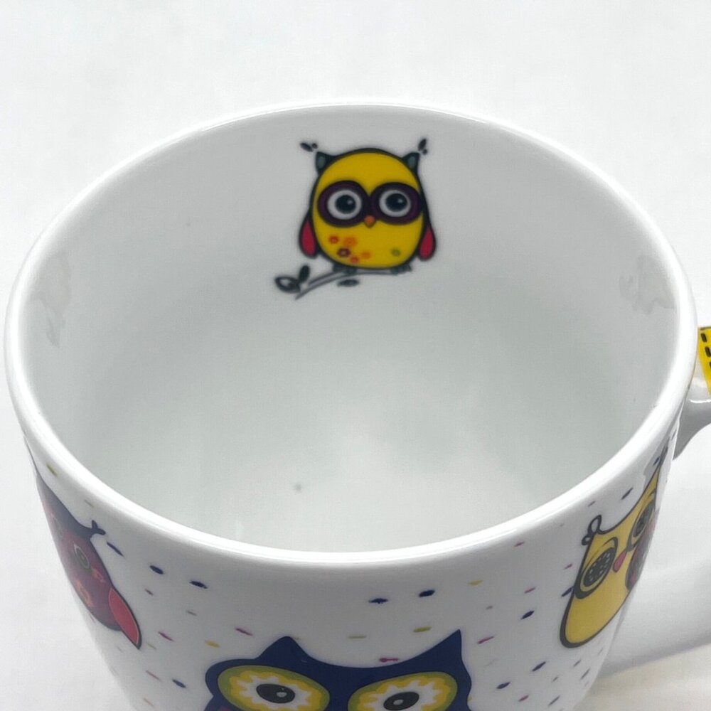 Colorful Owl Fowl Birds Floral Porcelain Coffee Cup Mug By Konitz Germany 12 oz. - Picture 7 of 10